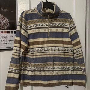 PacSun Men's Zip Up Sweater - Blue and Brown Geometric